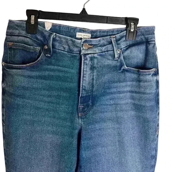 GOOD American Good Legs Flare Twisted Slit High Rise Jeans 10/30 - Picture 3 of 9